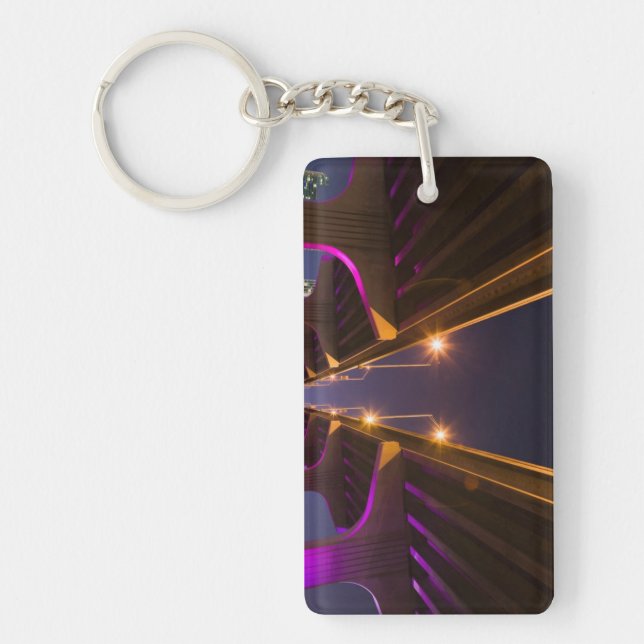 MacArthur Causeway seen from underneath at dusk Key Ring (Front)