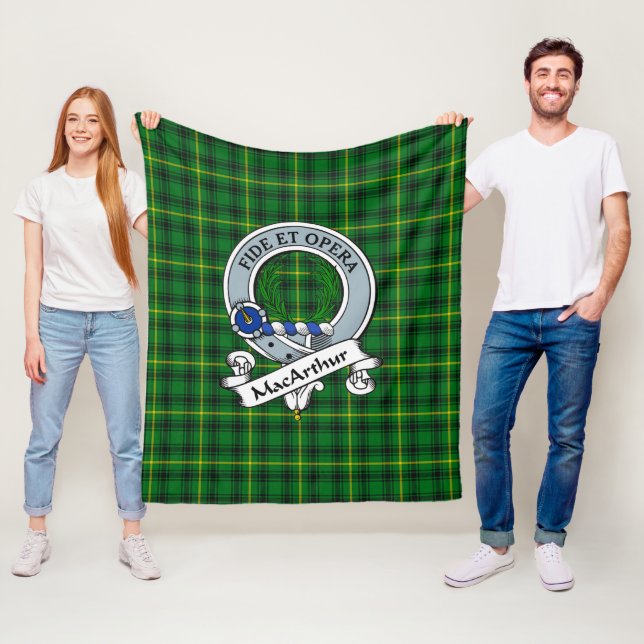 MacArthur Clan Badge Tartan Plaid Fleece Blanket (In Situ)