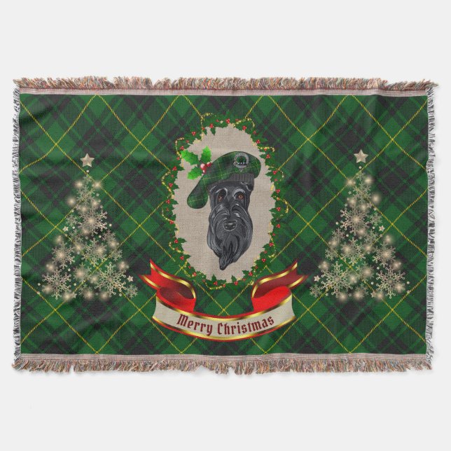 MacArthur Scottie Dog Christmas Throw Blanket (Front)