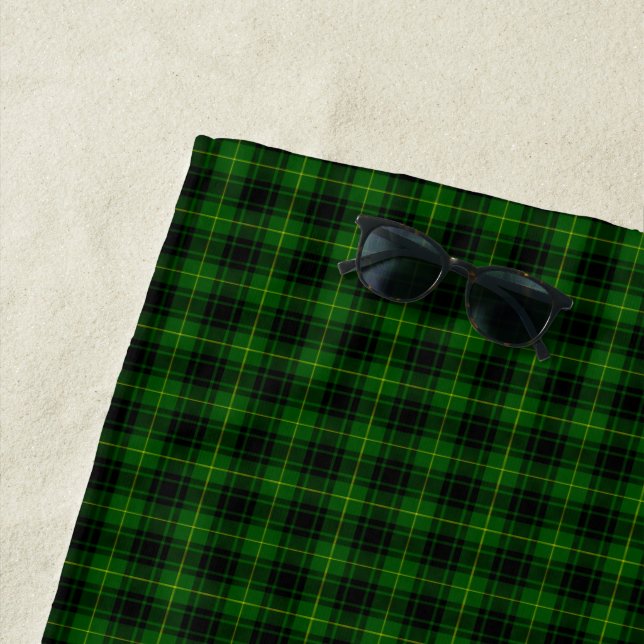 MacArthur tartan green plaid Beach Towel (In Situ)