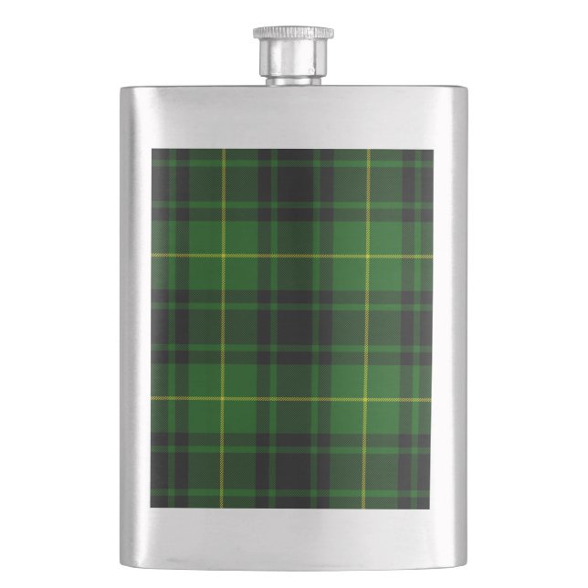MacArthur tartan green plaid Hip Flask (Front)