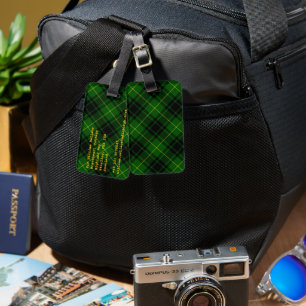 MacArthur tartan green plaid Luggage Tag