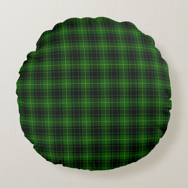 MacArthur tartan green plaid Round Cushion (Front)