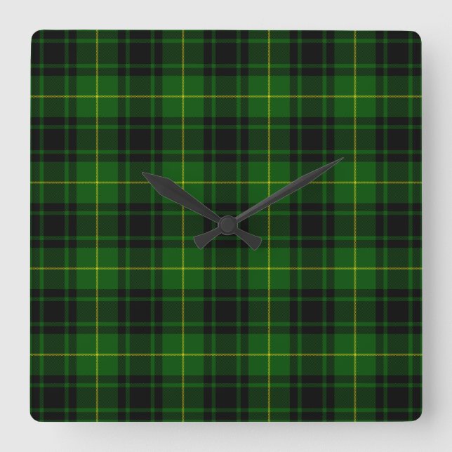 MacArthur tartan green plaid Square Wall Clock (Front)