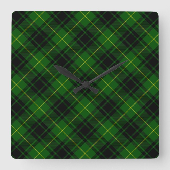 MacArthur tartan green plaid Square Wall Clock (Front)