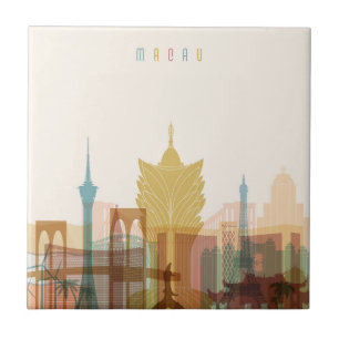 Macau, China City Skyline Ceramic Tile