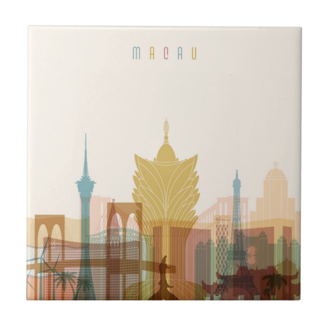 Macau, China | City Skyline Ceramic Tile (Front)