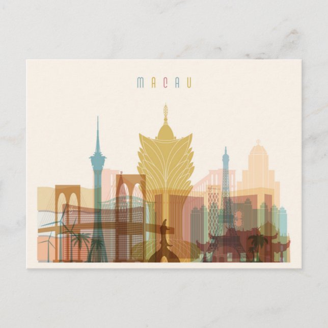 Macau, China | City Skyline Postcard (Front)