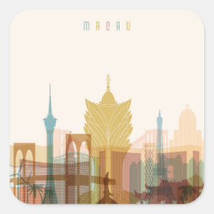 Macau, China   City Skyline Square Sticker