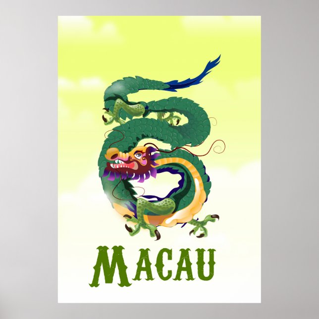 Macau China Vintage style travel poster (Front)