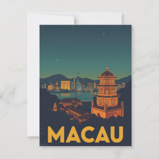 Macau Cityscape at Night Postcard