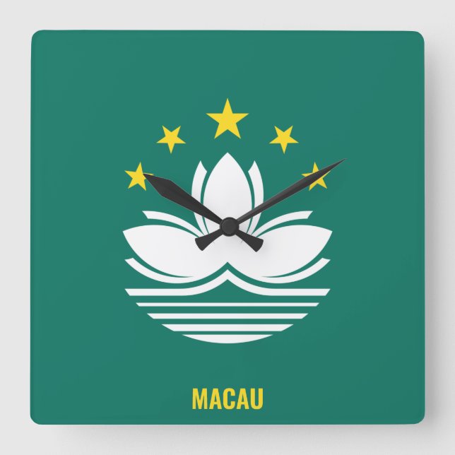 Macau Flag Dazzling Patriotic Square Wall Clock (Front)