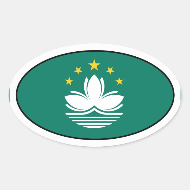 Macau Flag Oval Sticker (Front)