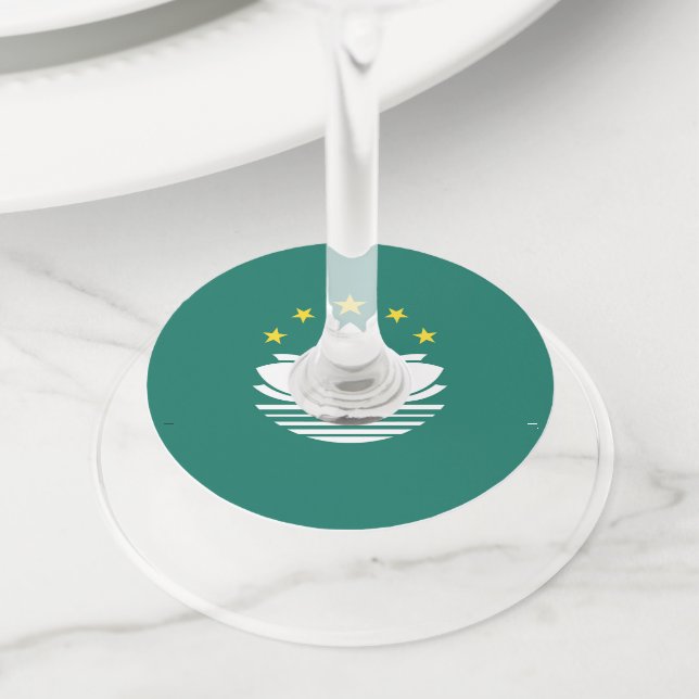 Macau flag wine glass tag (Close Up)