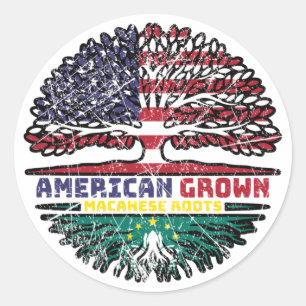 Macau Macanese American USA Tree Roots Flag Classic Round Sticker