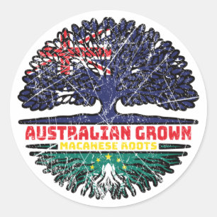 Macau Macanese Australian Australia Tree Roots Classic Round Sticker