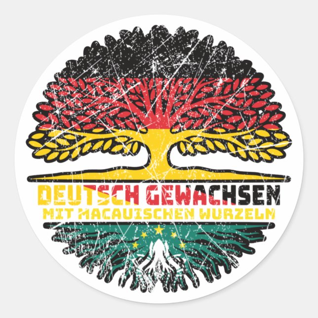 Macau Macauisch Deutsch Deutschland Baum Wurzel Classic Round Sticker (Front)