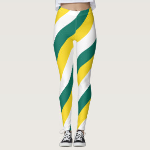 Macau National Flag Colours Diagonal Striped Leggings