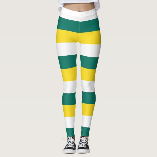Macau National Flag Colours Horizontal Striped Leggings (Front)