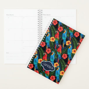 Macaw And Hibiscus Pattern   Add Your Name Planner