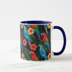Macaw And Hibiscus Pattern Mug