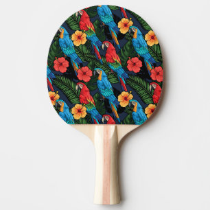 Macaw And Hibiscus Pattern Ping Pong Paddle