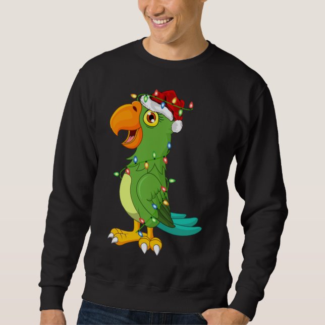 Macaw Bird Lover Xmas Santa Hat Macaw Christmas Sweatshirt (Front)