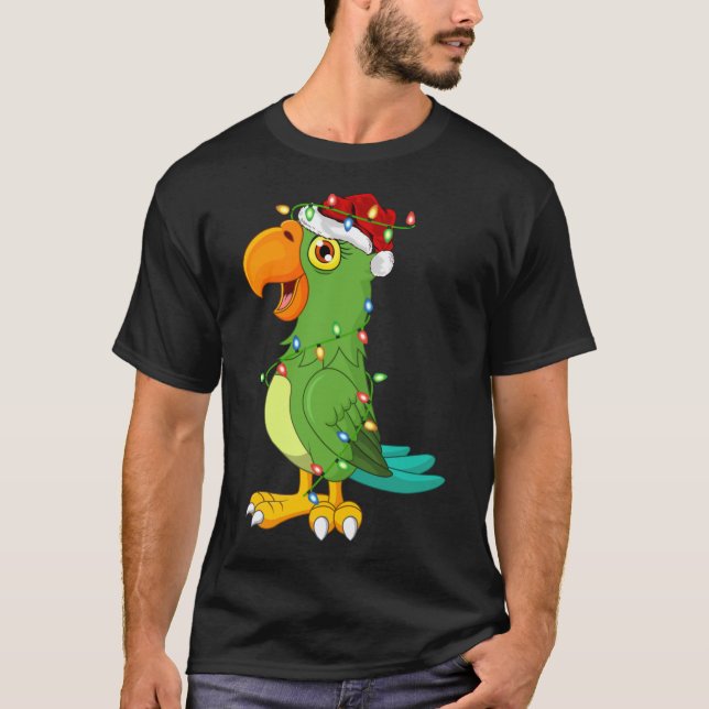 Macaw Bird Lover Xmas Santa Hat Macaw Christmas T-Shirt (Front)