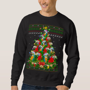 Macaw Bird Xmas Lighting Tree Santa Macaw Ugly Chr Sweatshirt