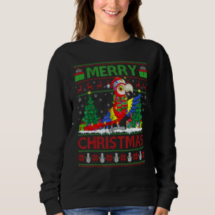 Macaw Bird Xmas Tree Lights Ugly Santa Macaw Chr Sweatshirt
