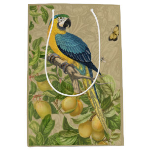 Macaw Blue Yellow Tropical Jungle Antique Medium Gift Bag