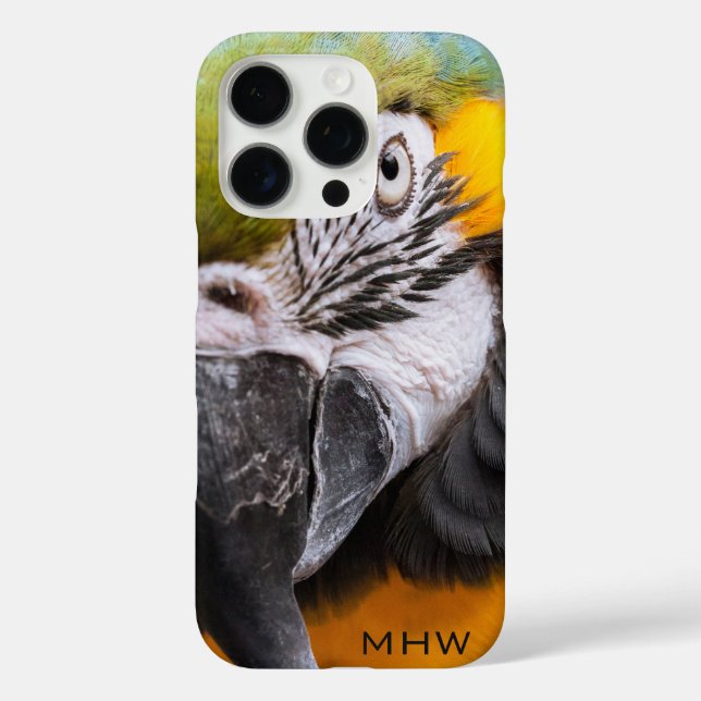 Macaw Close-Up custom monogram phone cases (Back)