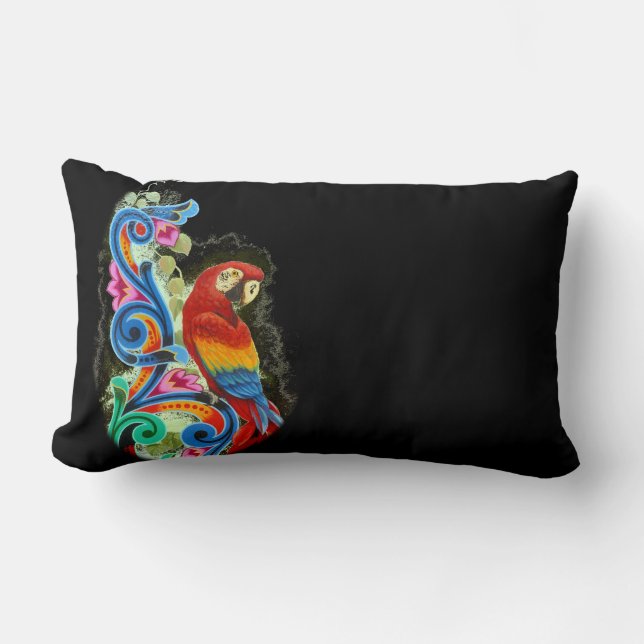 macaw colour black lumbar cushion (Front)