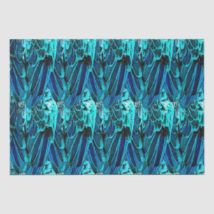 Macaw feather design in blue, watercolor abstract Tissue Paper