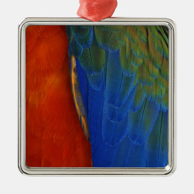Macaw Feathers Metal Ornament (Front)