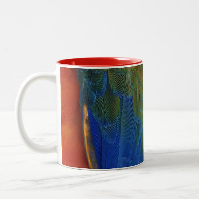 Macaw Feathers Two-Tone Coffee Mug (Left)
