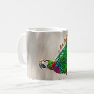 macaw, known for its vibrant green, red, and blue coffee mug