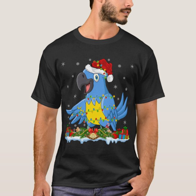 Macaw Lover Family Matching Santa Hat Macaw Christ T-Shirt (Front)