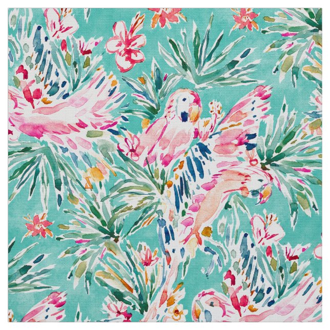 MACAW MOMENTO Colourful Tropical Parrots Fabric (Swatch)