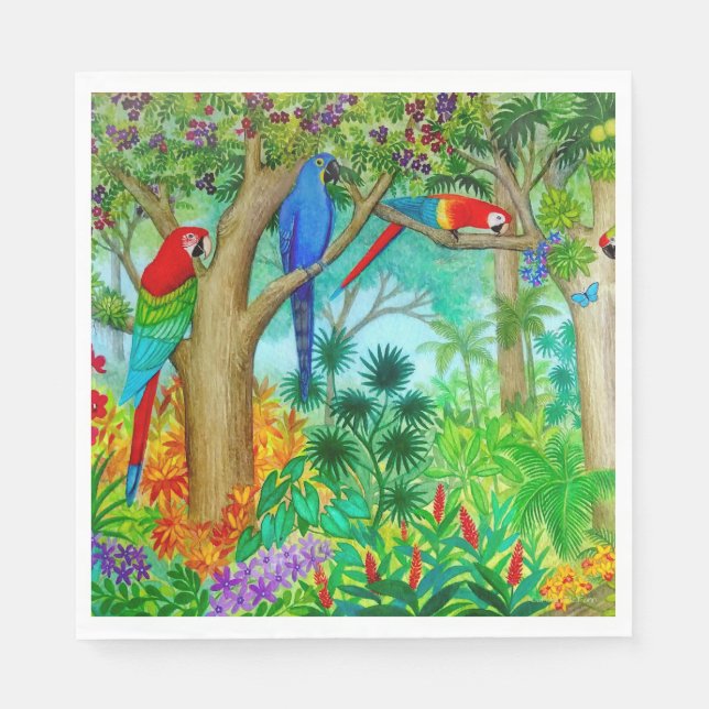 Macaw Parrot Art Jungle Paper Napkins (Front)