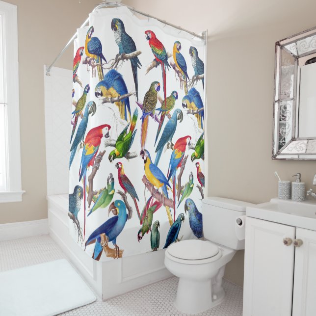 Macaw Parrot Birds Animal Wildlife Shower Curtain (In Situ)