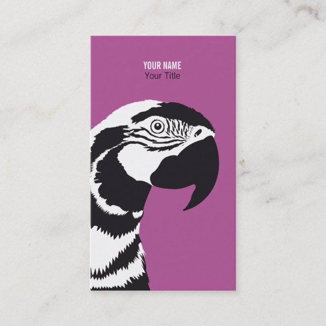 MACAW PARROT BLACK AND WHITE BUSINESS CARD (Front)