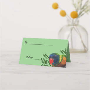 Macaw Parrot Brightly Coloured Feathers Leafy Plan Place Card
