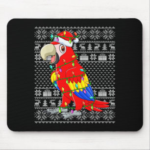 Macaw Parrot Christmas Lights Ugly Sweater Funny B Mouse Pad