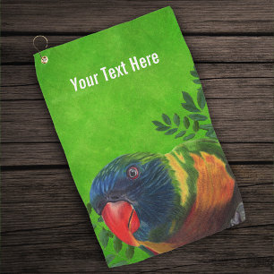 Macaw Parrot Colourful Feathers Plants Green Golf Towel