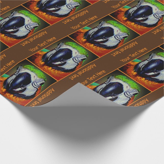 Macaw Parrot Face Bird Art Personalised Wrapping Paper (Corner)