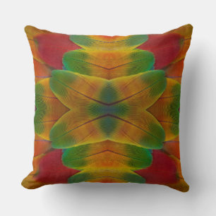 Macaw parrot feather kaleidoscope cushion