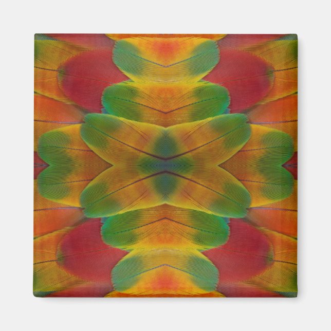 Macaw parrot feather kaleidoscope magnet (Front)