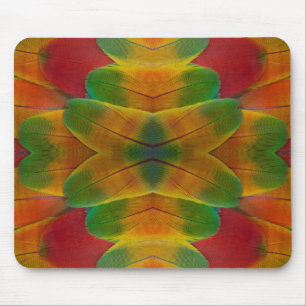 Macaw parrot feather kaleidoscope mouse pad