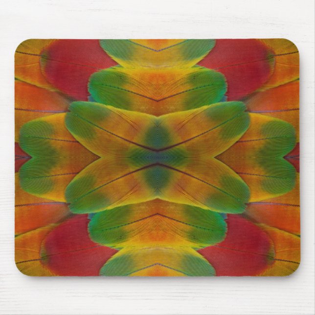 Macaw parrot feather kaleidoscope mouse pad (Front)